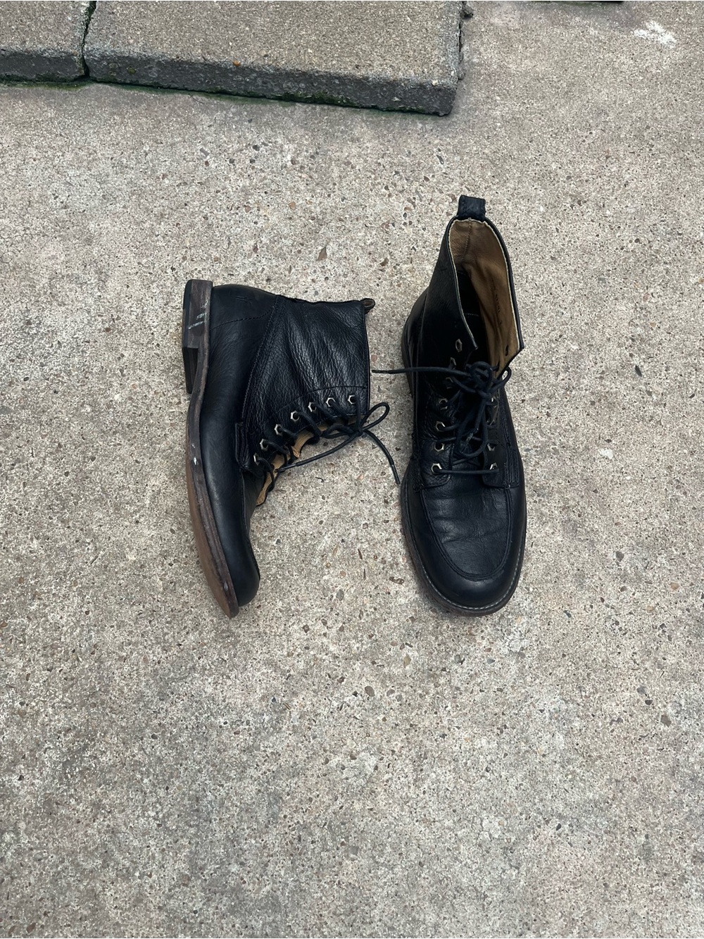 Frye Black Leather Lace-Up Men's Boots